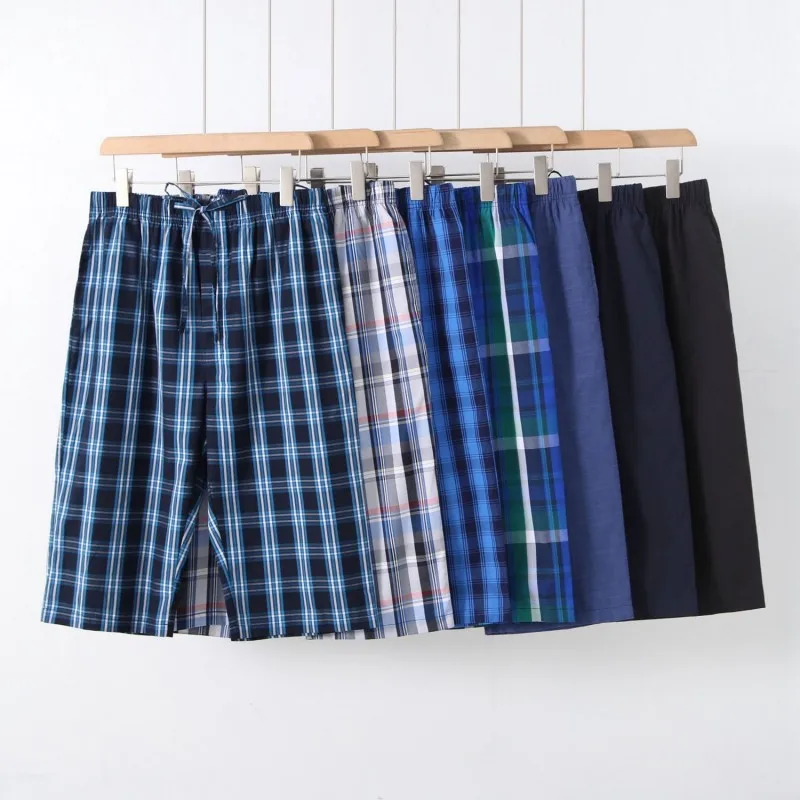 New Spring and Summer Men's Sleeping Pants Cotton Capri Pants Large Loose Half Pants Breathable Air Conditioning Home Pants
