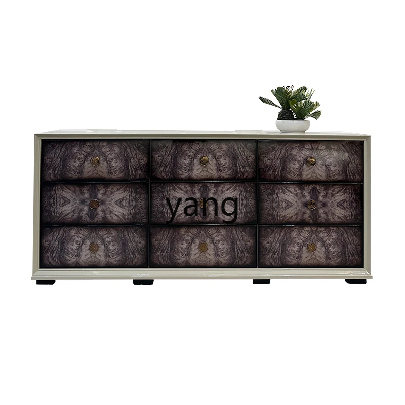 

TGF American light luxury solid wood chest cabinet foyer decorative cabinet gray tree pomegranate nine chest cabinet