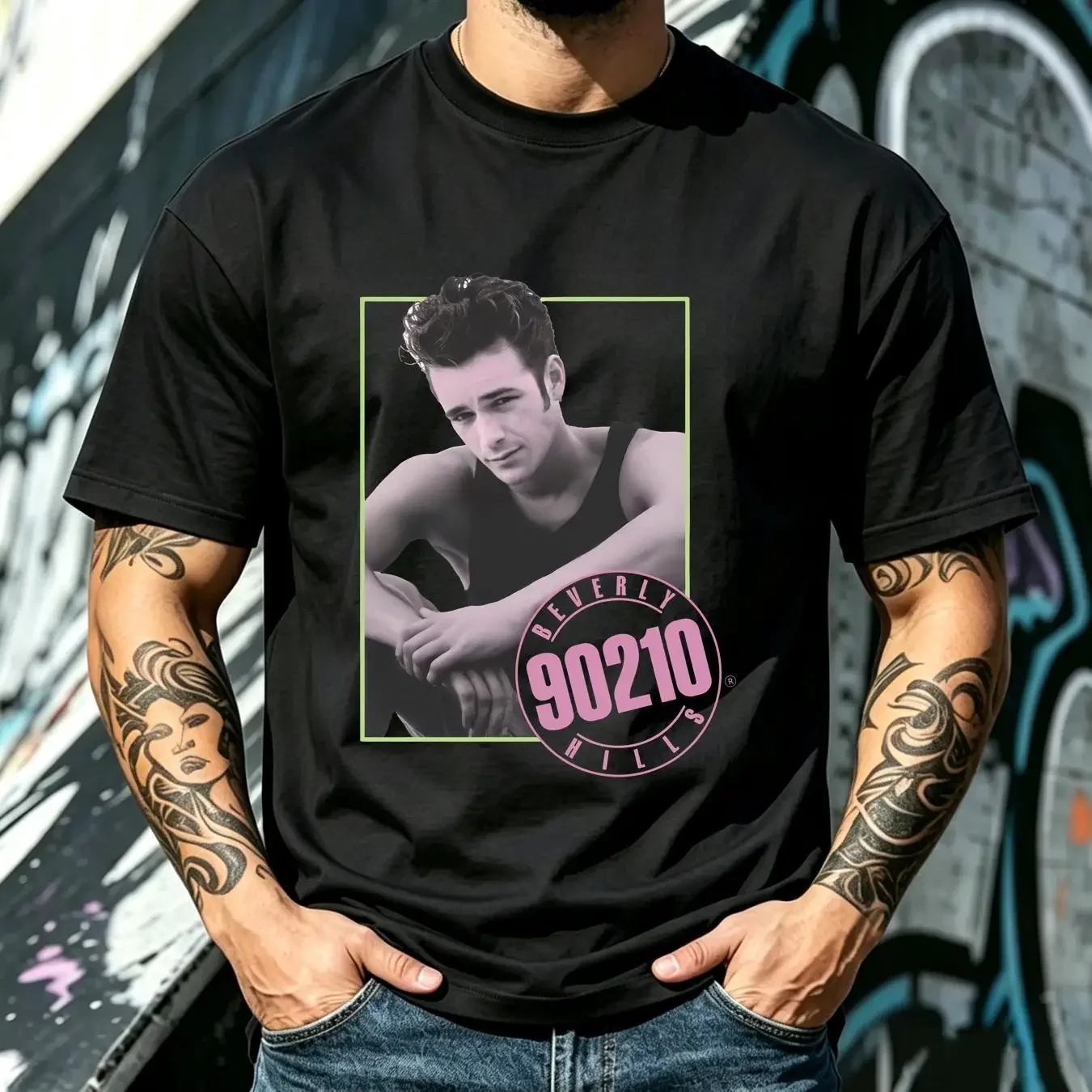 washed T Shirt Beverly Hills 90210 Dylan Men's Premium Slim Fit long or short sleeves vintage Washed Stretched Casual Unisex