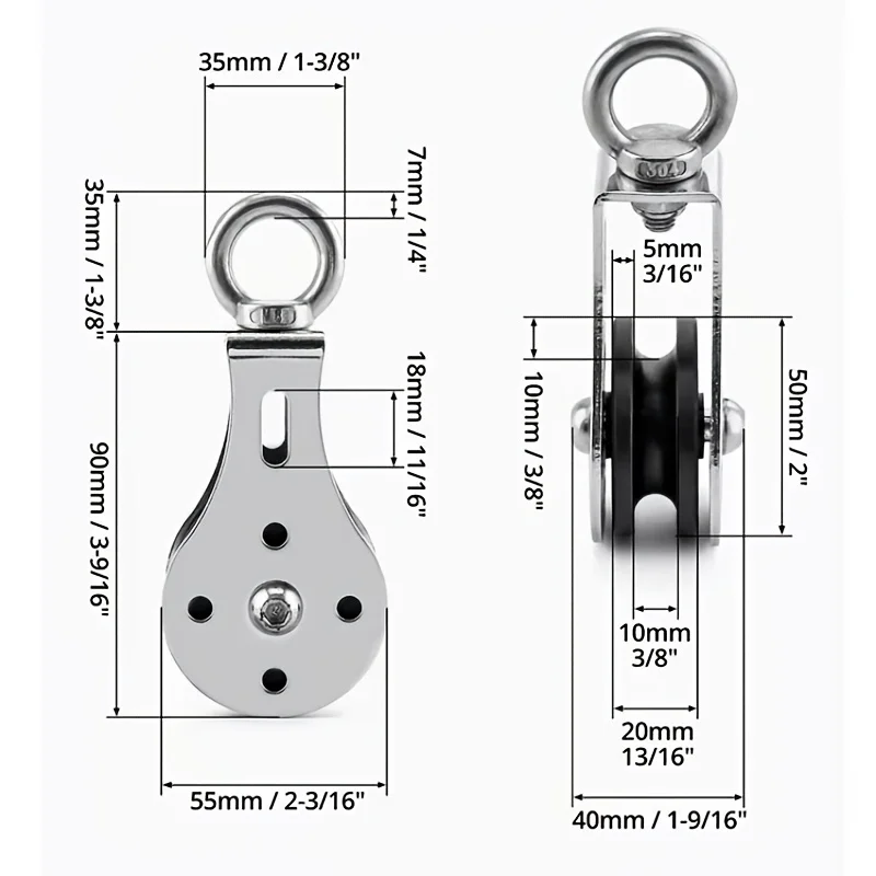 1 Pc Lifting Pulley System for Gym, 360 Degree Rotation Quiet Pulley, Steel Cable Rope Lifting Pulley Block, Load Bearing 661lbs