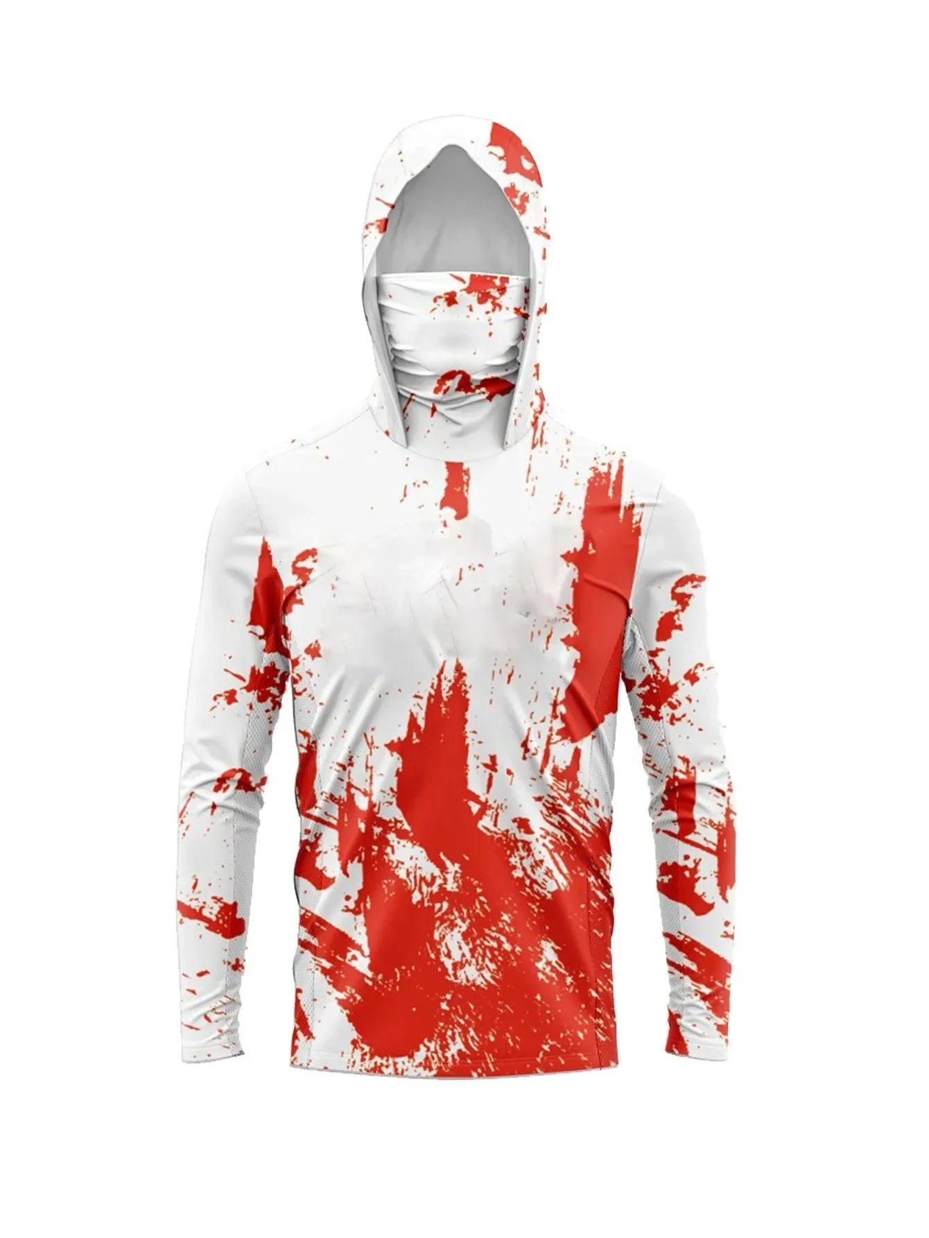 Herren-Anglerhemd mit Kapuze, UPF-Sonnenschutz, langärmelig, mit Gesichtsmaske, Tarnmuster, schnelltrocknend, für Outdoor-Aktivitäten, Wandern, Jagd, Rashguard, Jersey-Oberteil – Detail 4