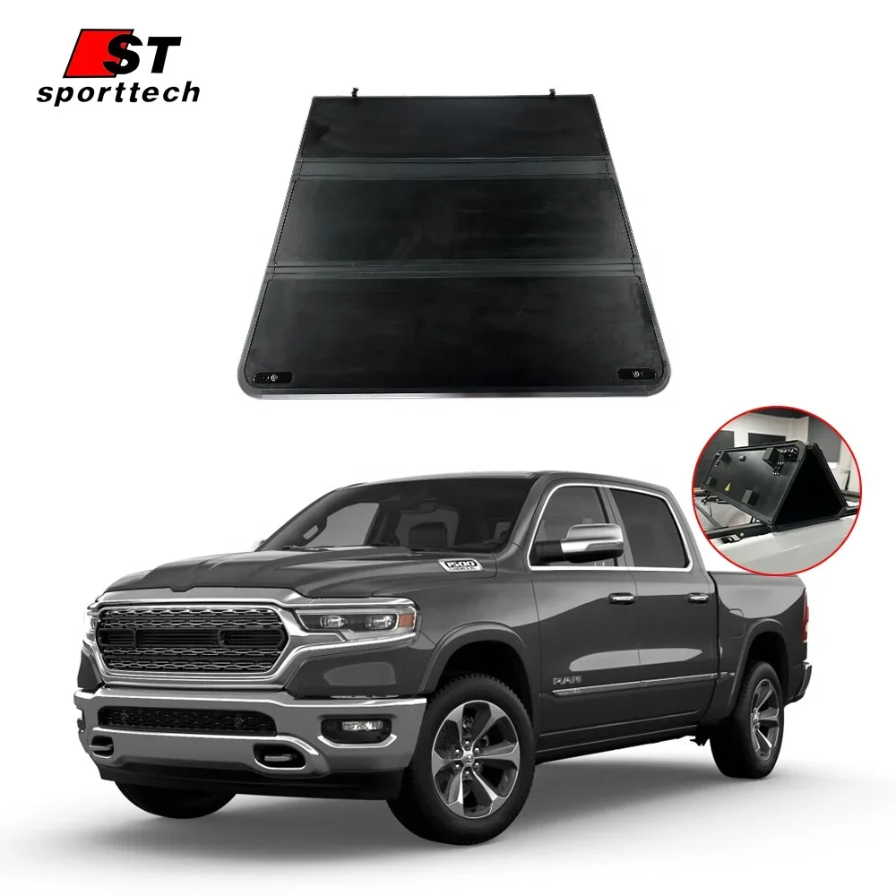 Wholesale High Quality Hard Folding Truck Bed Cover Kit Hard Tri-Fold Tonneau Cover For Dodge Ram 1500