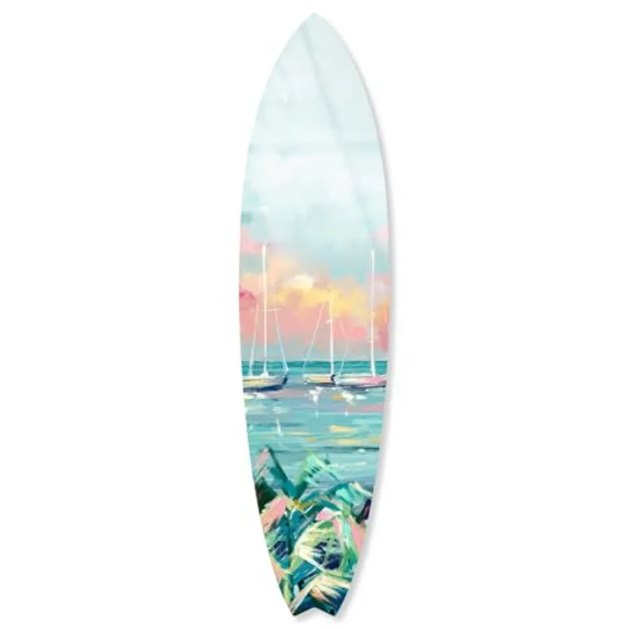 

Acrylic Wall Art Die-Cut Surfboard Coastal Modern Home Decor 15 x 60 High-Gloss Ocean Theme Wall Decoration
