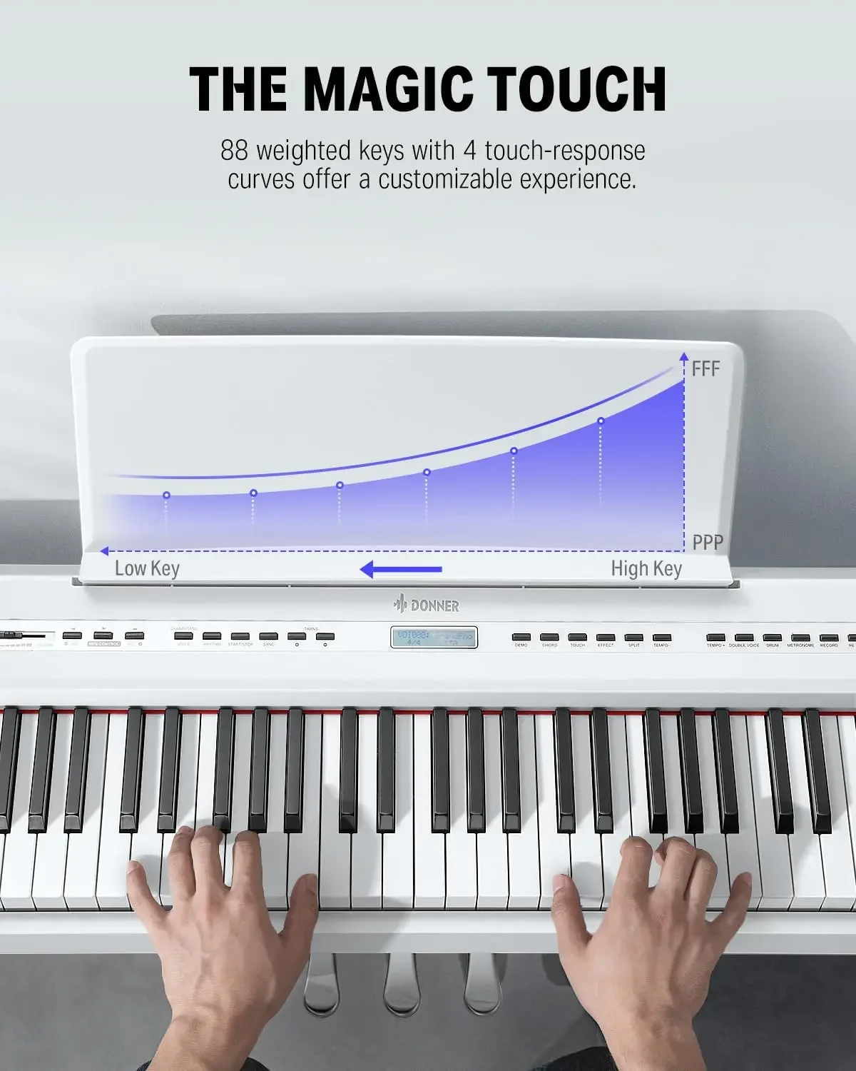 Beginner Digital Piano 88 Key Full Size Weighted Keyboard, Portable Electric Piano with Furniture Stand