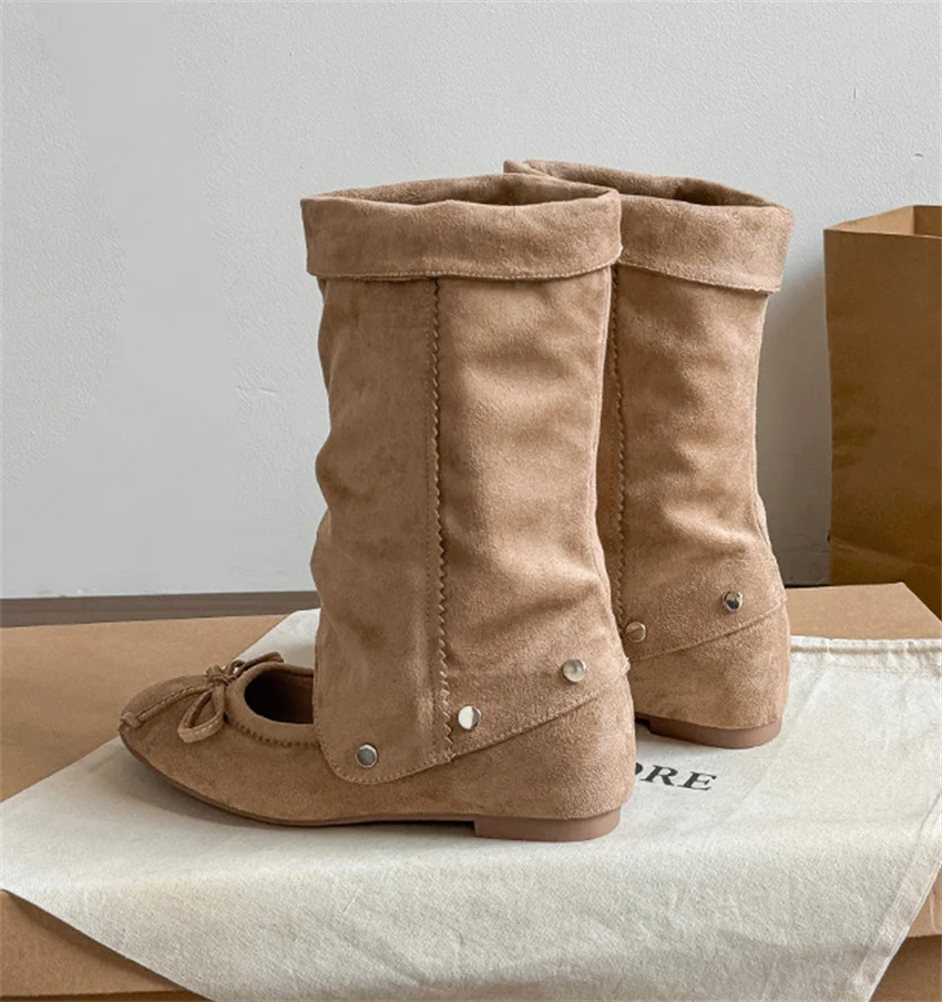 Women's Flats and Loafers Boots Spring Summer Designer Boots for Women Detachable Two-piece Mary Jane Shoes Zapatos De Mujer