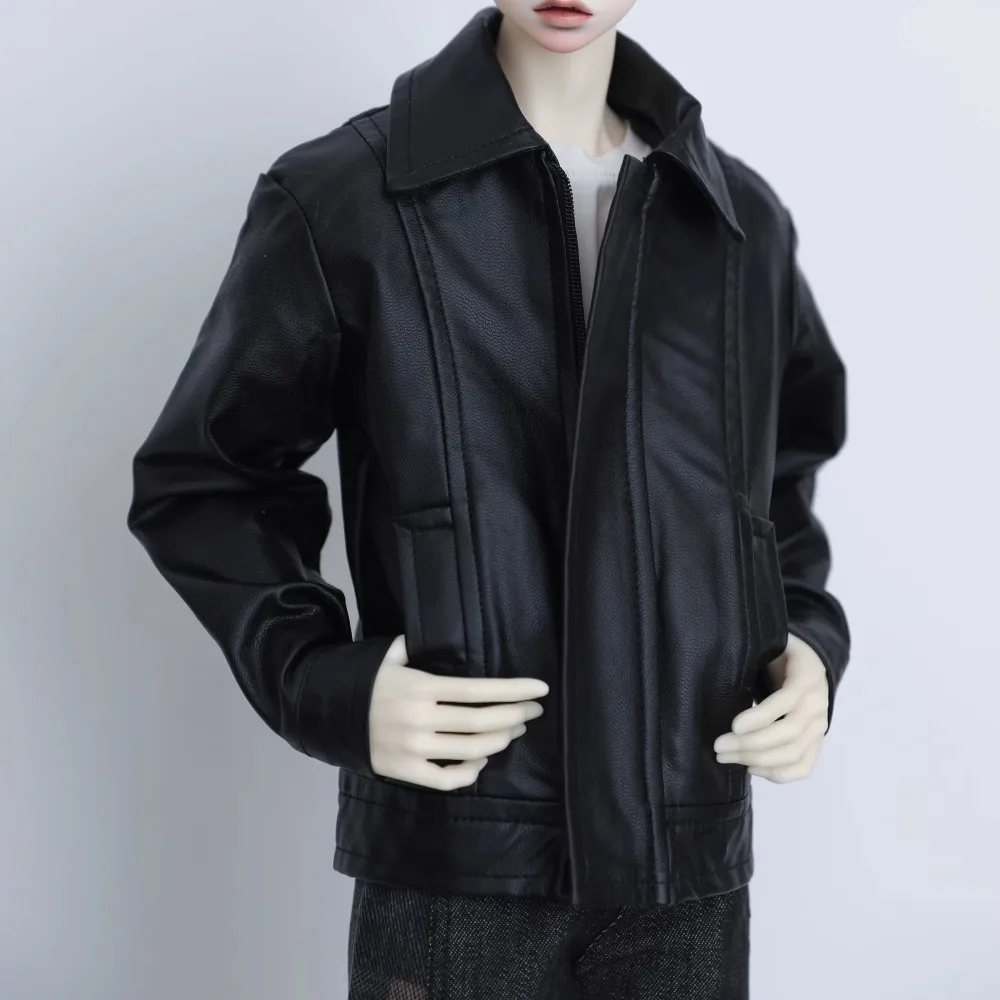 

Custom BJD Doll Clothing Multi-Split Black Leather Jacket for 1/3 1/4 ID75 Uncle IP