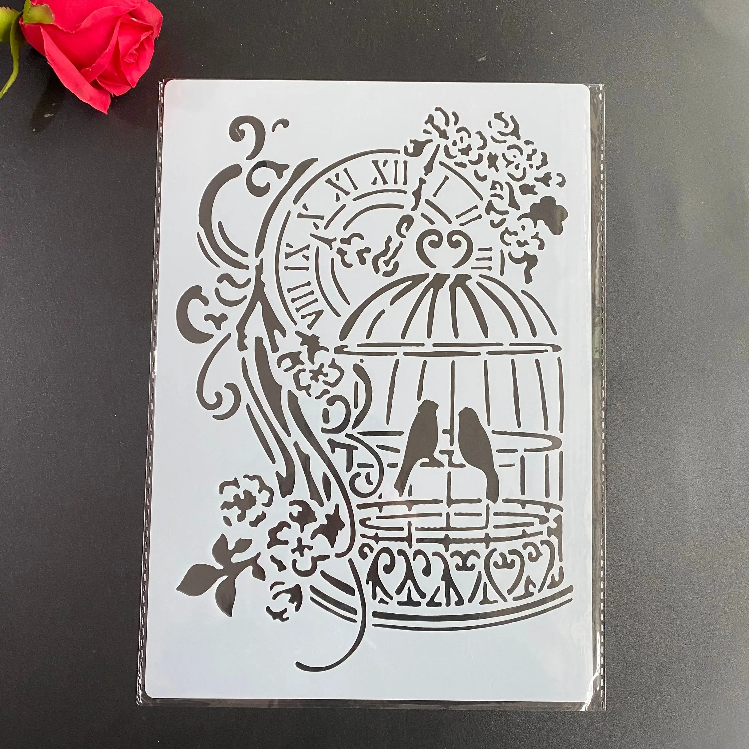 

DIY Stencils Wall Painting Scrapbook Coloring Embossing Album Decorative Paper Card Template,wall A4 29 * 21cm birdcage