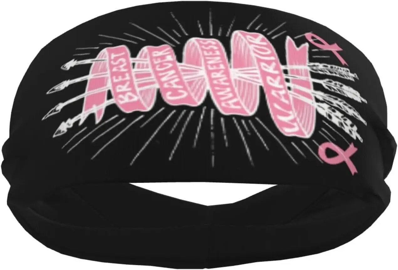 

Funny Breast Cancer Awareness Sweatband for Women Men Breathable Sports Headbands Unisex Head Band Elastic Exercise