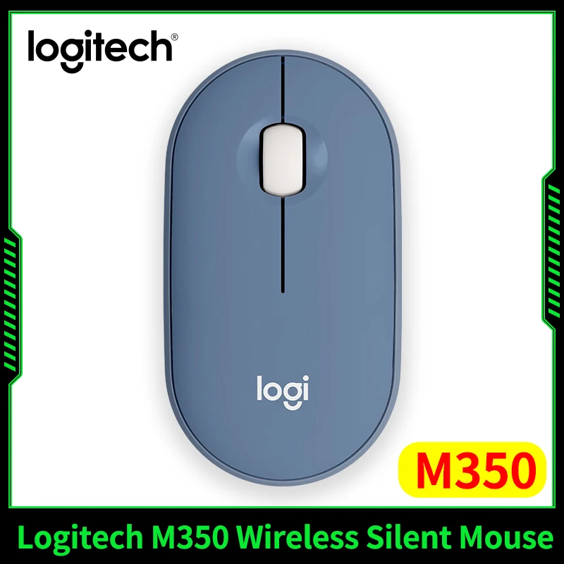 لوجيتك بيبل M350 سماعة لاسلكية تعمل بالبلوتوث، وضع مزدوج صامت، كمبيوتر محمول لطيف للأولاد والبنات، ضوء مكتب منزلي ومريح ومحمول