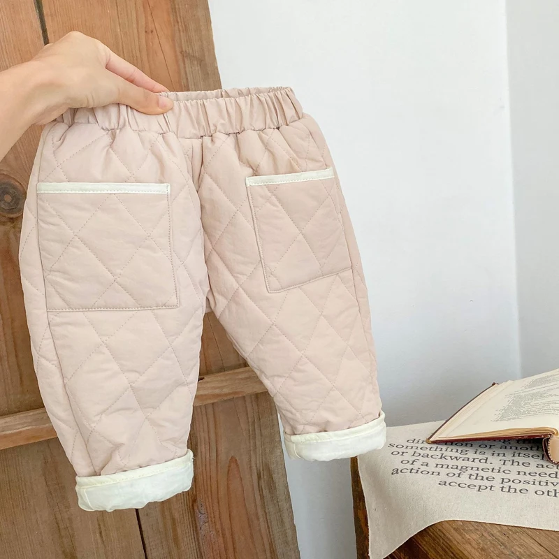 Autumn and Winter New 0-3 Year Old Baby Clothing Baby Diamond Clip Cotton Pants Thickened Versatile Pants