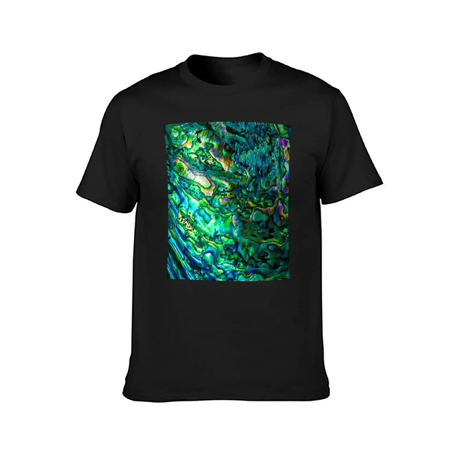 Abstract Paua Abalone Shell Texture Pattern, Polished Paua Shell, Multicolor Shell Haliotis Background, Shiny Mother Of  T-Shirt