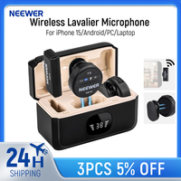 Neewer Wireless Lavalier Microphone for USB C with Charging Case For iPhone 15/Android/PC/Laptop Noise Canceling 24H Battery