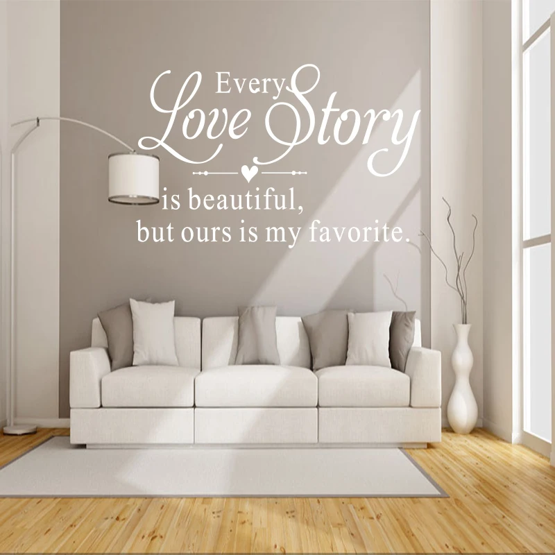 كل قصة حب جميلة، ولكننا المفضلة لدي - ملصقات حائط من الفينيل المنحوتة، حروف، اقتباسات، ملصقات نصية، ديكور منزلي
