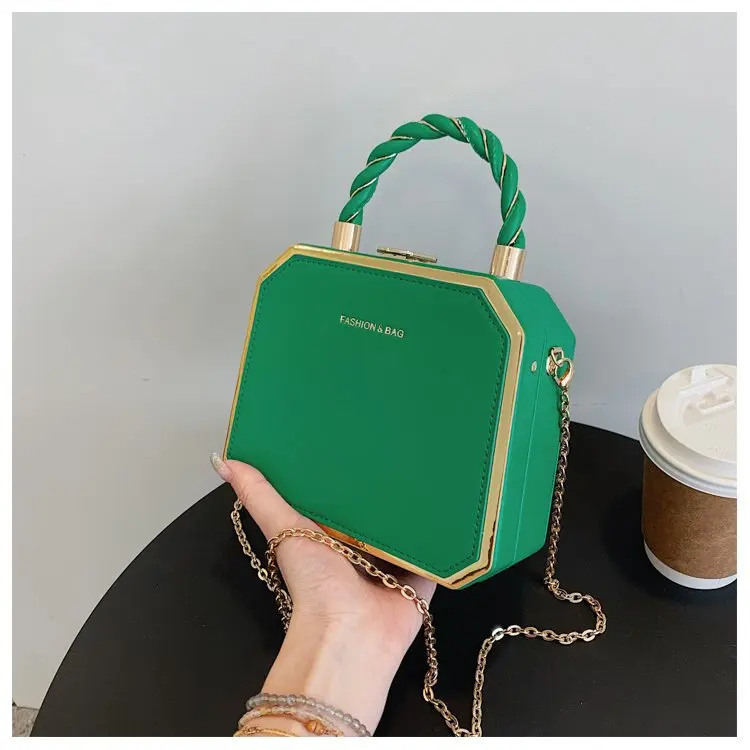 Evening Bags for Women 2022 Small Leather Crossbody Bag with Chain Shoulder Handbags and Purses Mini Tote Hard Box Prom Bag