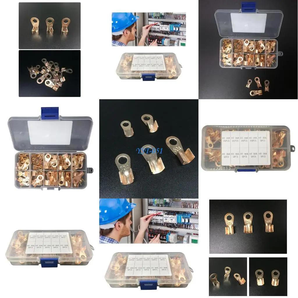 

E15A Battery Cable Lugs Battery Cable End Rings Terminals Connectors 10-50A for DIY