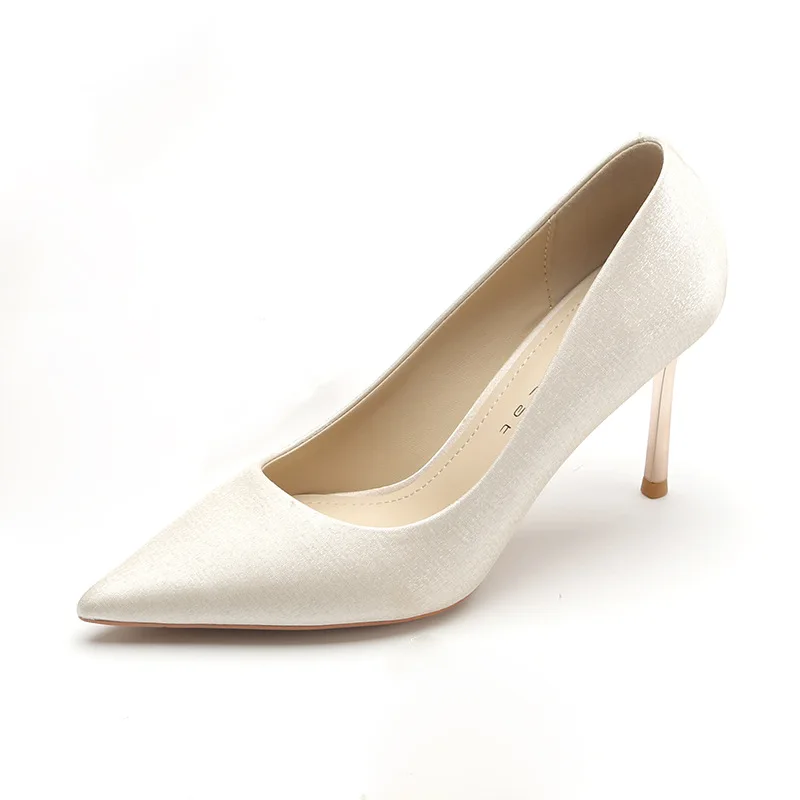 

Bloomsteps High Heels Women's Thin Heels Pointed Toe Shallow Mouth Single Shoes Xiuhe Wedding Dress Two-Way Wear Wedding Shoes