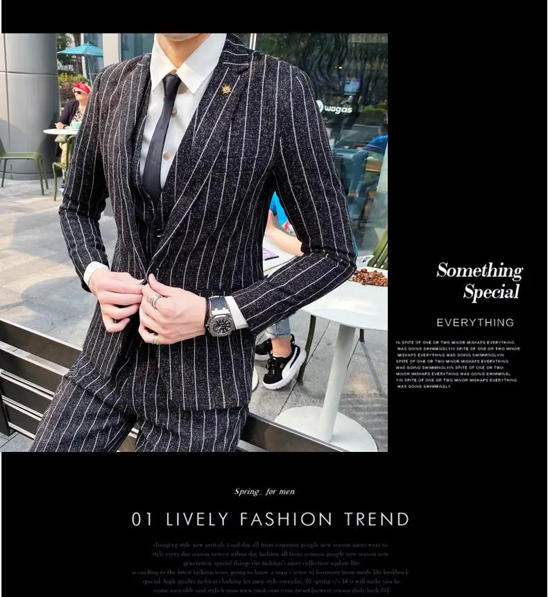 2023 Men's British Fashion Three-piece Set Slim Fit Suit Vest Trousers Ensemble Handsome Trendy All-in-one Banquet Blaze 45 Sd307cd99216a40c288e95009d841f754w