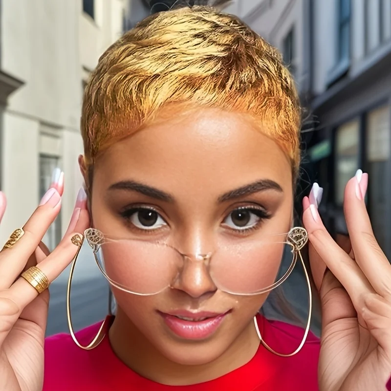 짧은 픽시 컷 가발 인모 여성용 브라질 인모 가발