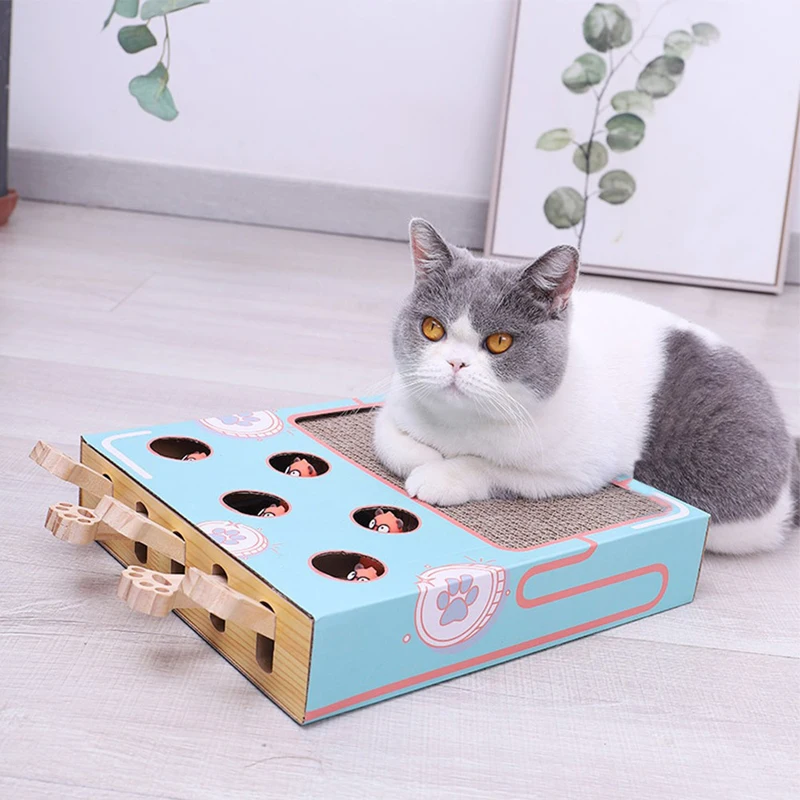 

Cat Supplies Cat Toys Game Box Maze Interactive Hit Gophers Funny Cat Stick 3 in 1 Chase Hunt Mouse with Scratcher Toys for Cats