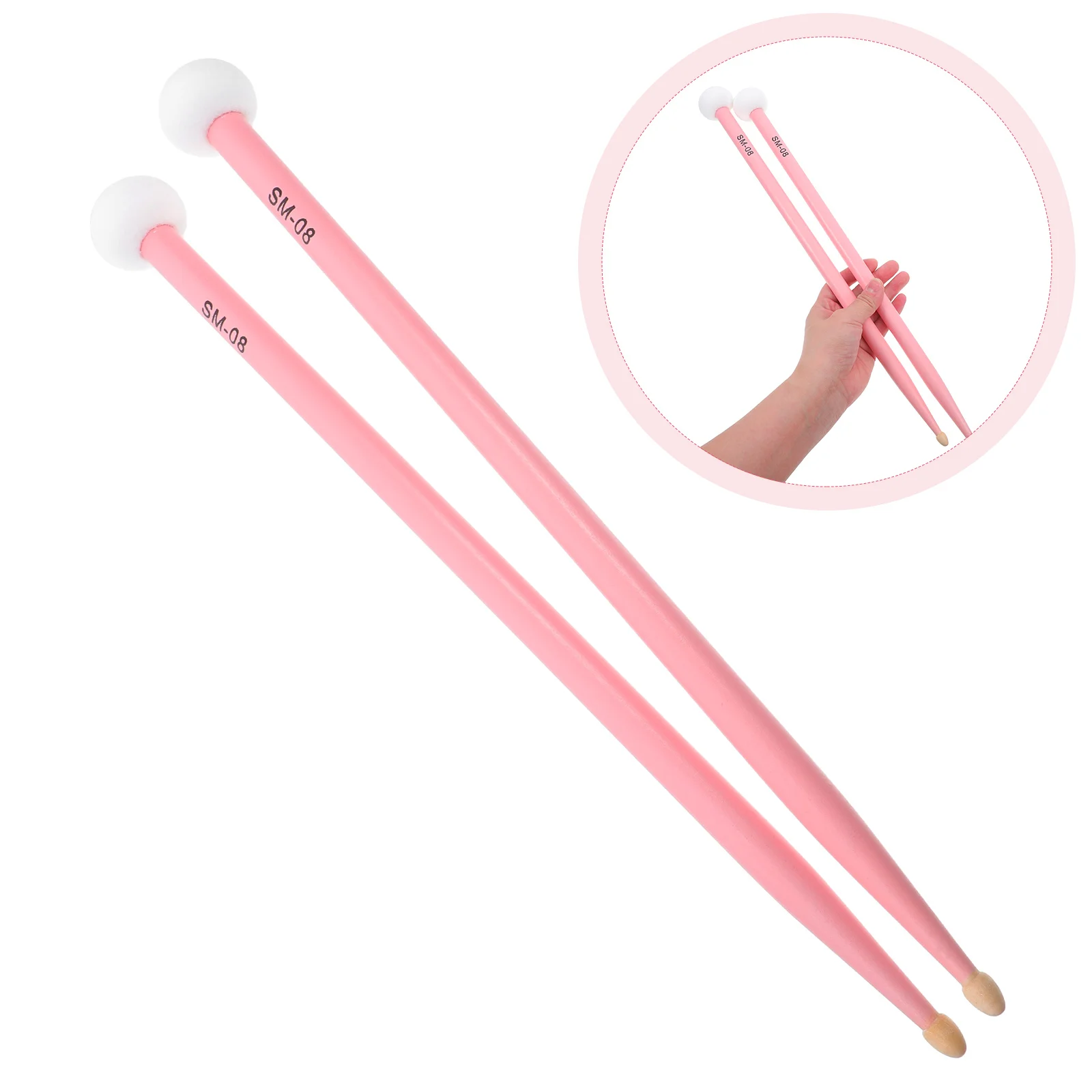 

1 Pair Maple Wood Drumsticks Dual-Head Felt Heads Durable Comfortable Grip For Drum Sets Timpani Percussion Instruments Drum