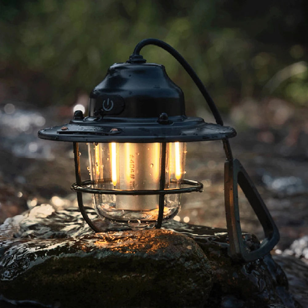 Mini LED Camping Lanterns Type-C Rechargeable Portable Hanging Tent Light 1200mAh for Hiking Fishing Emergency Light Lanterns