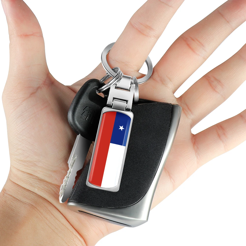 1Pcs Car Accessories Women Men Gifts 3D Metal Chile National Flag Logo Trinket Keychain Souvenirs Key Rings Backpack Pendants