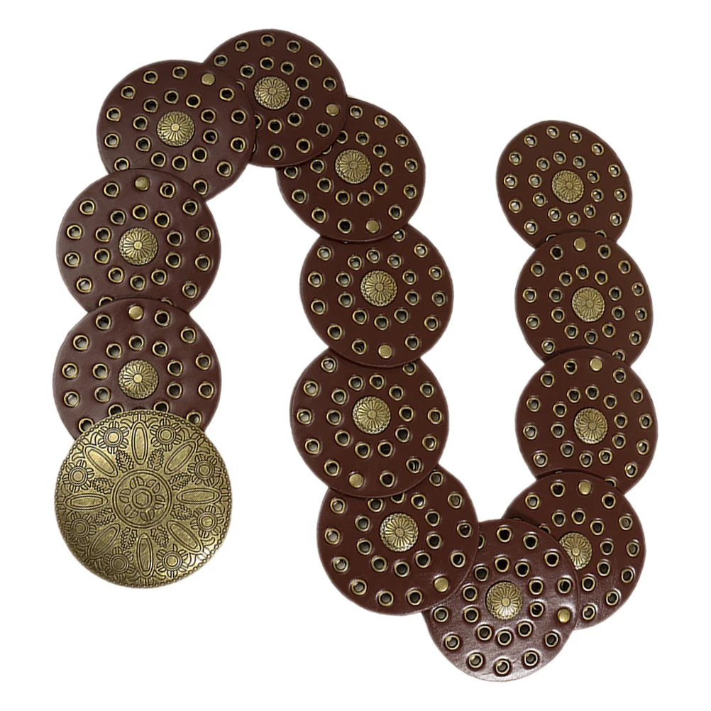 الرجعية المعادن مكتنزة البني القرص المرأة الجوف كونشو قبعات رعاة البقر الغربية مشبك حزام ل مشبك معدني حزام فساتين الجينز