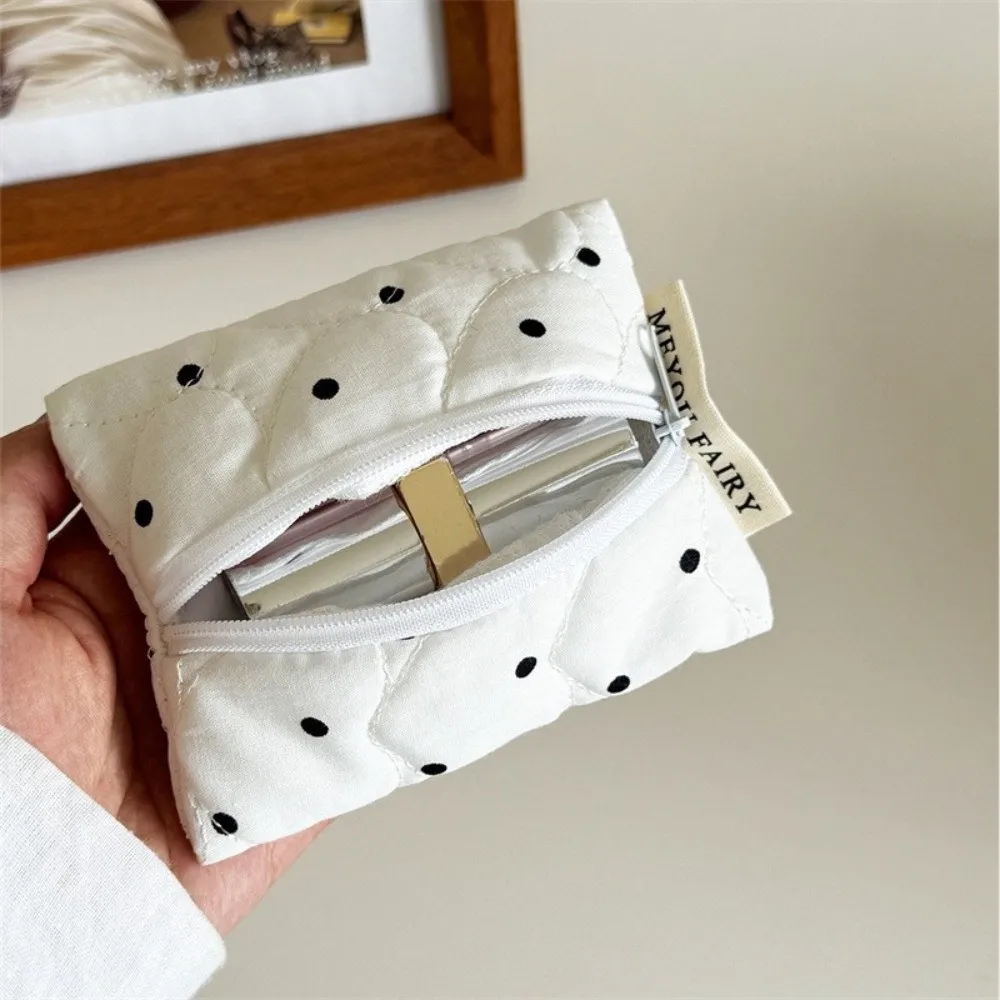 Fashion Quilted Polka Dot Makeup Bag Ultralight Portable Travel Lipstick Bag Large Capacity Small Coin Bag