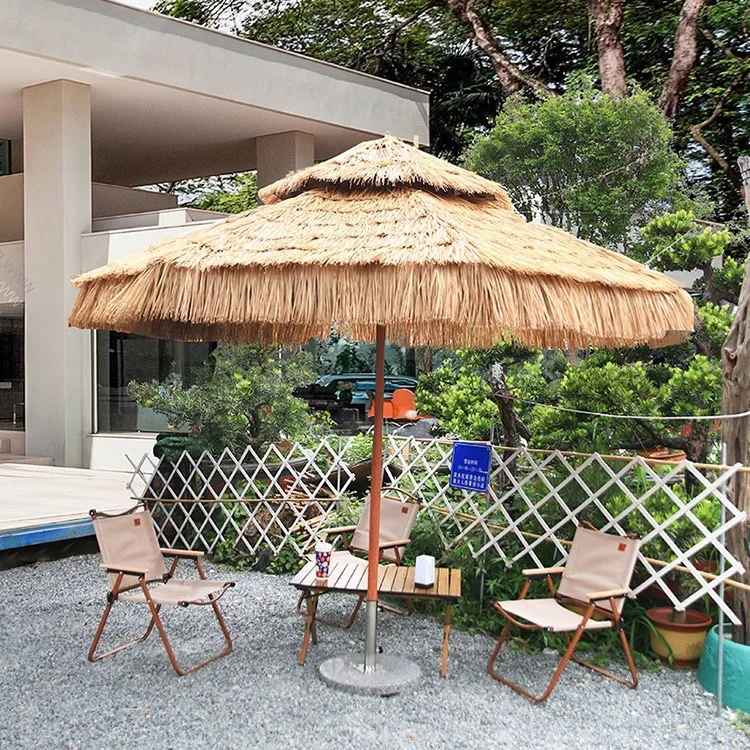 Patio Thatch Beach Umbrella Straw Grass Furniture Parasol Grass Beach Seagrass Synthetic Tiki Thatch Roof Patio bar Umbrella