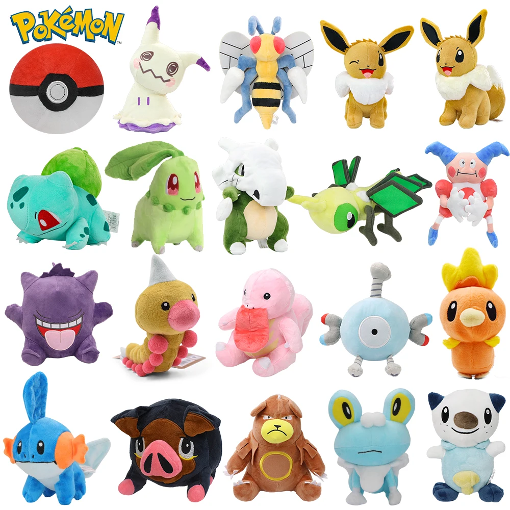 Eevee‌ Bulbasaur Chikorita Pokemon Anime Plushies Torchic Mimikyu Poke Ball Stuffed Doll Cartoon Peluche Toy Christmas Gift