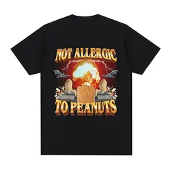 Not Allergic To Peanuts Graphic T-Shirt Men's Vintage Fashion Short Sleeves T-shirts Cotton Casual Oversized T Shirts Streetwear