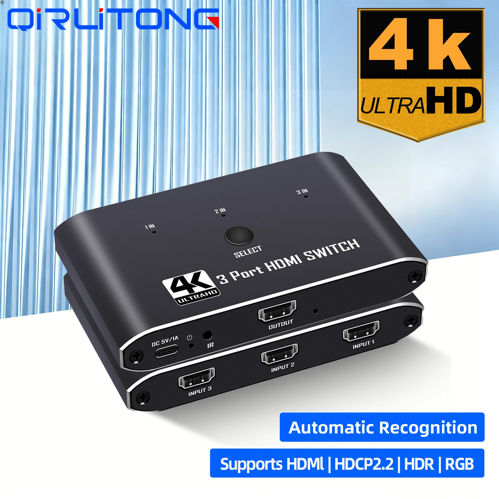 4K HDMI 3x1 Switcher 4K60Hz 4K30Hz 1080P120Hz 3 in 1 out Switcher Supports CEC EDID Function