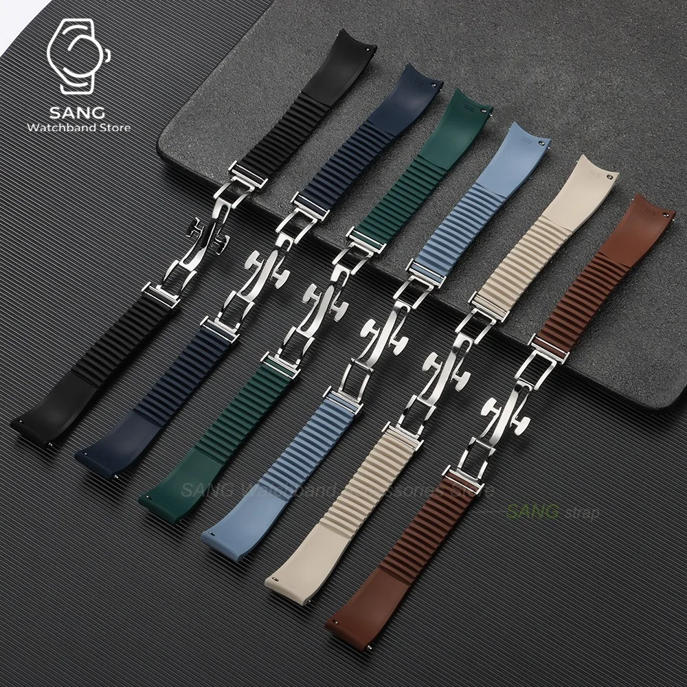 20mm 21mm 22mm Schnellverschluss Uhrenarmband mit gebogenem Ende, neues weiches FKM Fluorkautschuk Uhrenarmband, Herren Armband, universelles Sportarmband – Detail 17