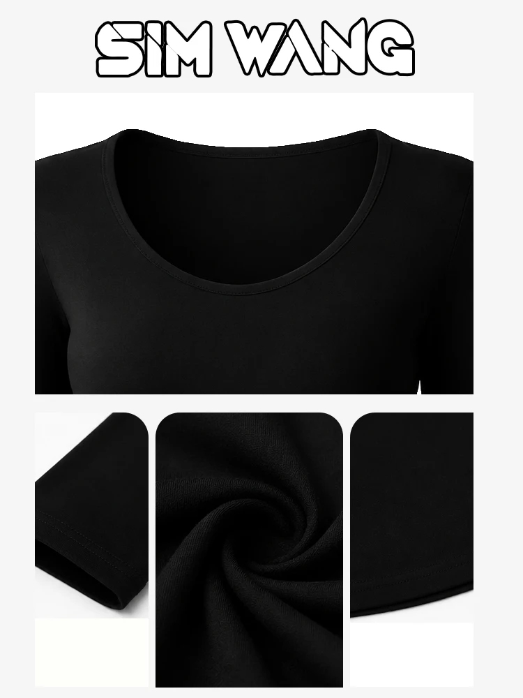 Simple low V-neck tight-fitting long-sleeved T-shirt for women, perfect for layering and versatile in style. - view 5