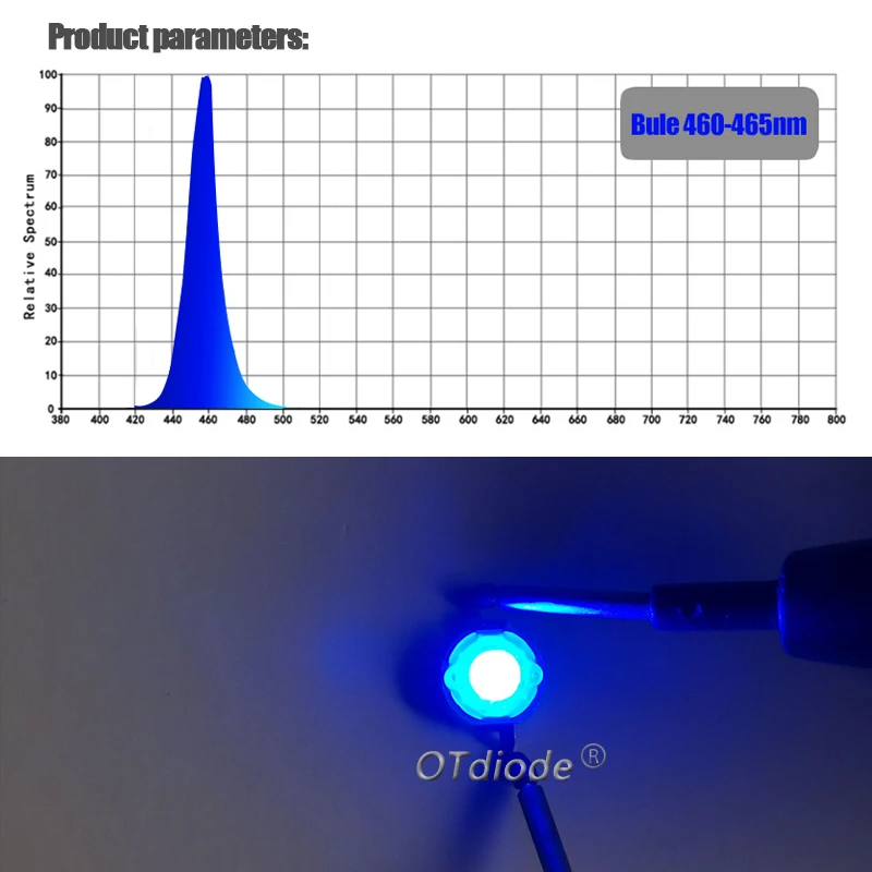 Diode LED bleue haute puissance, 3W, puce royale, 440nm, 450nm, 460nm, 465nm, 45mil, culture de plantes, bricolage, lumière, poisson, précieux,