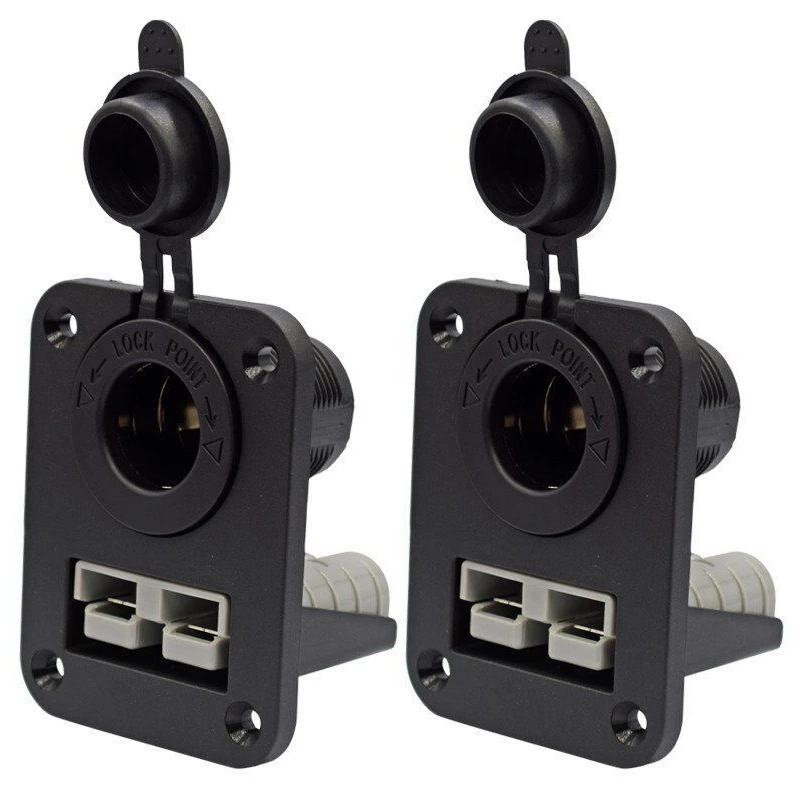 2X Anderson Plug C-Igarette Lighter Socket Charger Flush Mount Recessed Plate For Caravan Camper Boat Truck