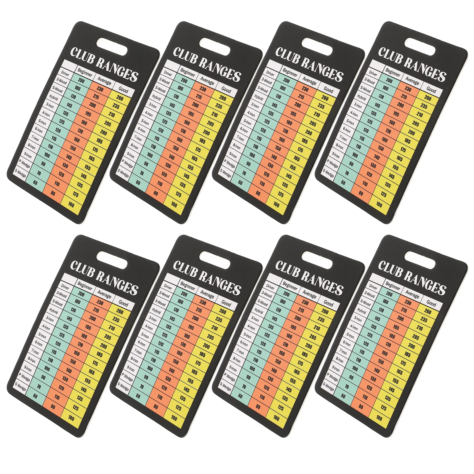 

10pcs Scorecard Club Range Chart Portable Reusable Large Font Golf Scores Cards for Bag Distance Chart Golf Training
