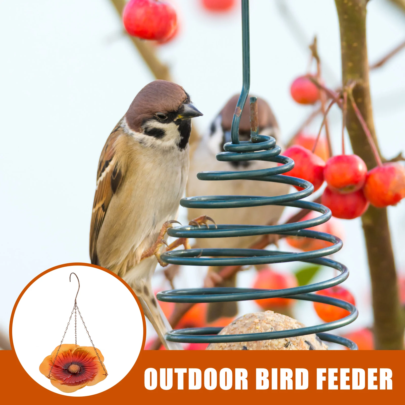 

Hanging For Outdoor Durable Iron Easy Clean Feeding Box Window Mounted Bird Food Feeder For Parrot Wild Birds Balcony Decor Pet