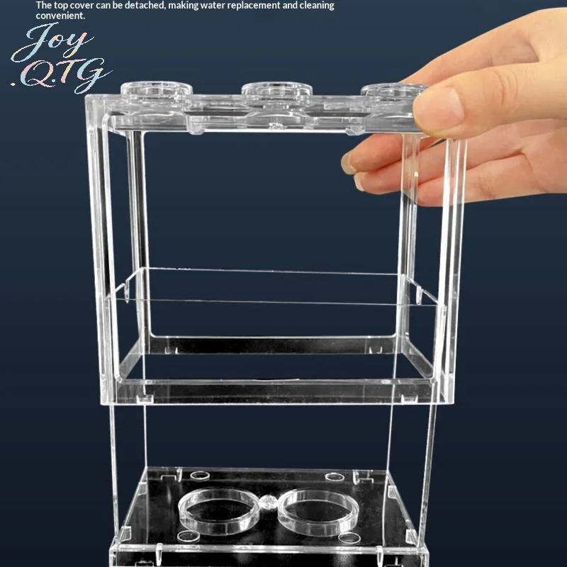 Hot Aquarium Mini Acrylic Fish Tank Reptile Pet Box Stackable Aquarium Cylinder Landscape Seaweed For Home Office Decoration