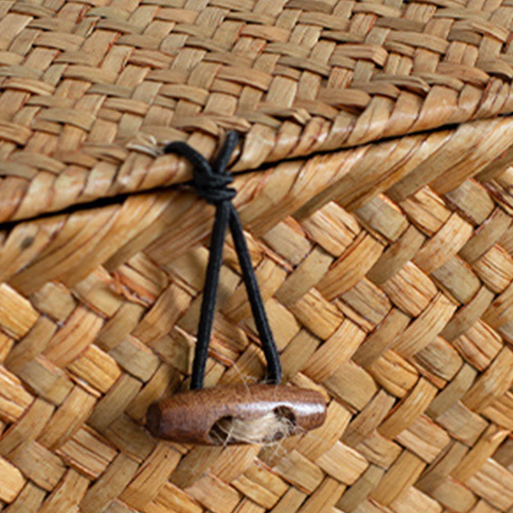 Cesta tejida, contenedor de almacenamiento, cesta de Picnic de paja para acampar al aire libre, organizador de huevos y pan de frutas, gran capacidad, tejido a mano