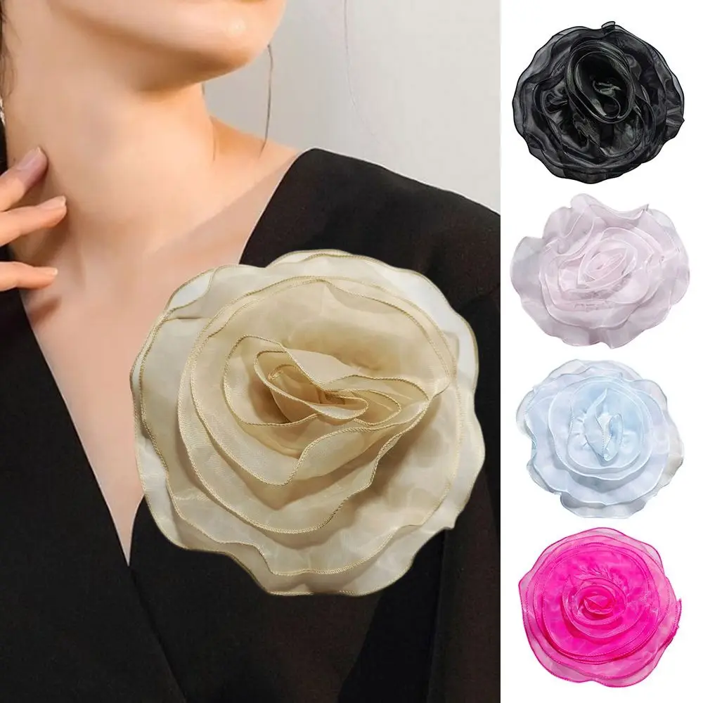 

Fashion 27CM Brooch Fabric Artificial Organza 3D Flower Corsage DIY Sewing Applique Chest Flower