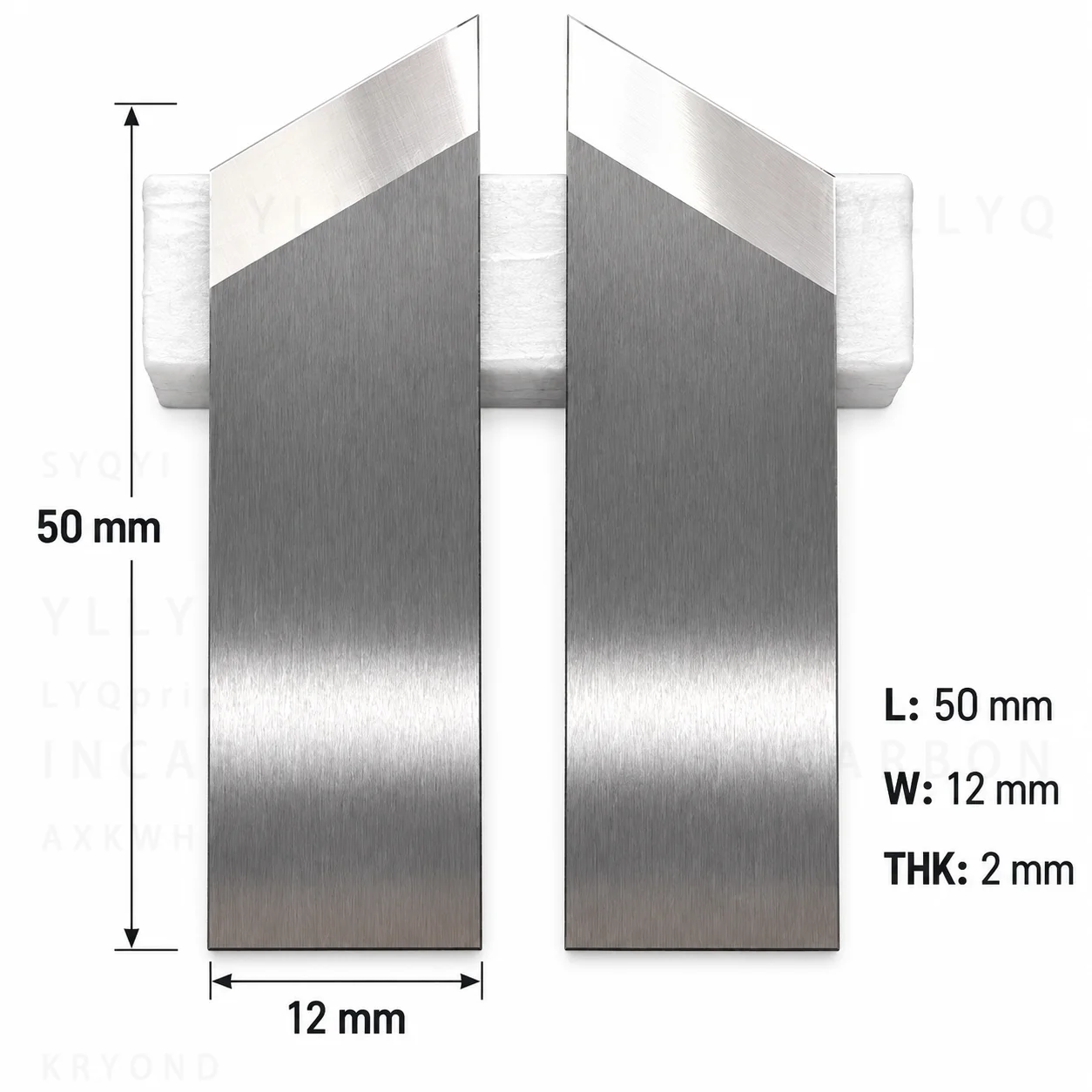 10pcs Tungsten Carbide V Grooving Blades 50x16x2.2mm V Type Groove Cutter for Cardboard Carton Gift Box Slotting Machine