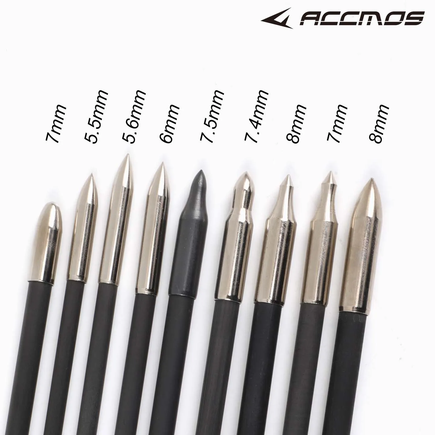 12Pcs Arrowhead Archery Broadhead Arrow Point Arrow Tips For OD5.5 6 6.3 6.5 6.8 7 7.3 7.4 7.5 7.8 8mm Wooden/Bamboo Arrow Shaft