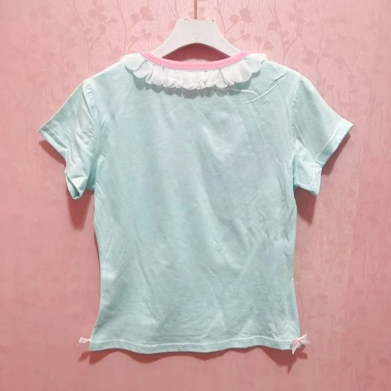 Y2k اليابانية Kawaii الكرتون طباعة بلايز المرأة Harajuku لطيف سليم تي شيرت الجمالية Preppy الجنية الجرونج كم طويل تي شيرت