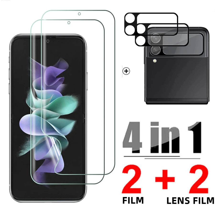 For Samsung Galaxy Z Flip 3 4 Front Screen Protector Hydrogel Film Lens Camera Glass For ZFlip4 ZFlip3 Protective Films Sticker