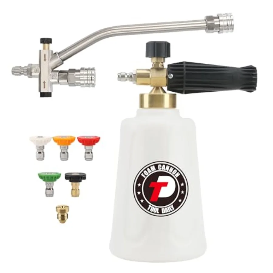 

Foam Cannon for Pressure Washer with Double Tip Attachment Dual Lance Wide Mouth Soap Cannon 5 Power Washer Sprayer