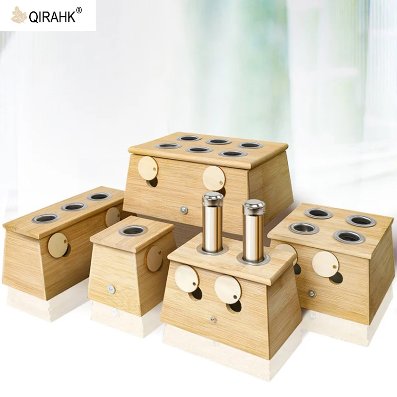 QIRANK Natural Bamboo Moxa Roll Burner Paintless Eco-friendly Moxibustion Box Mugwort Herbal Therapy Warm Massage Health Care