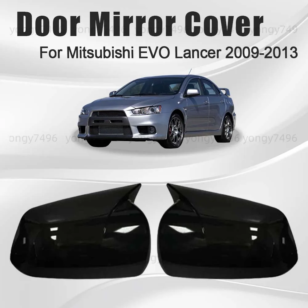 

Обновленная крышка дверного зеркала автомобиля для Mitsubishi EVO Lancer 2009-2013, глянцевое черное углеродное волокно, автомобильные аксессуары заднего вида, Стайлинг