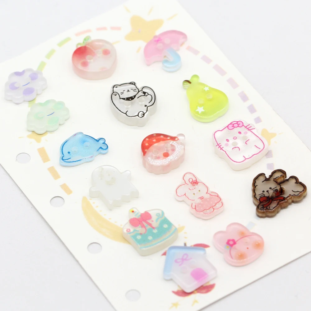 DOTOLLE 10Pcs/set Cute Animal Food Resin Buttons for Clothing Shirt Blouse Cardigan Doll Handmade Decorations Sewing Accessories