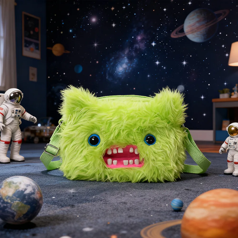 Fuggler feio dente monstro saco de pelúcia crossbody saco bonito bolsa de pelúcia mochila kawaii carteira meninas dos desenhos animados animal com alça de corrente
